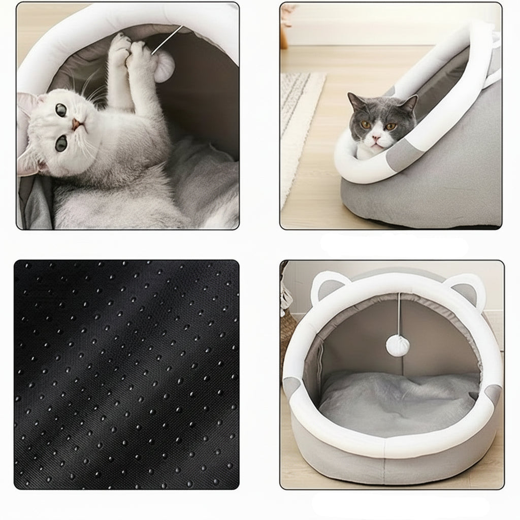 Letto accogliente a forma di grotta per gatti dei cartoni animati