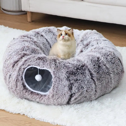 Plush 2-in-1 Cat Tunnel Bed