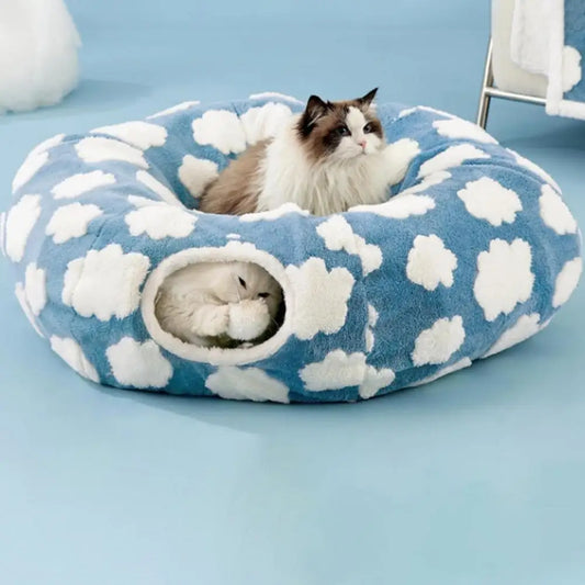 Cama túnel de felpa 2 en 1 para gatos 